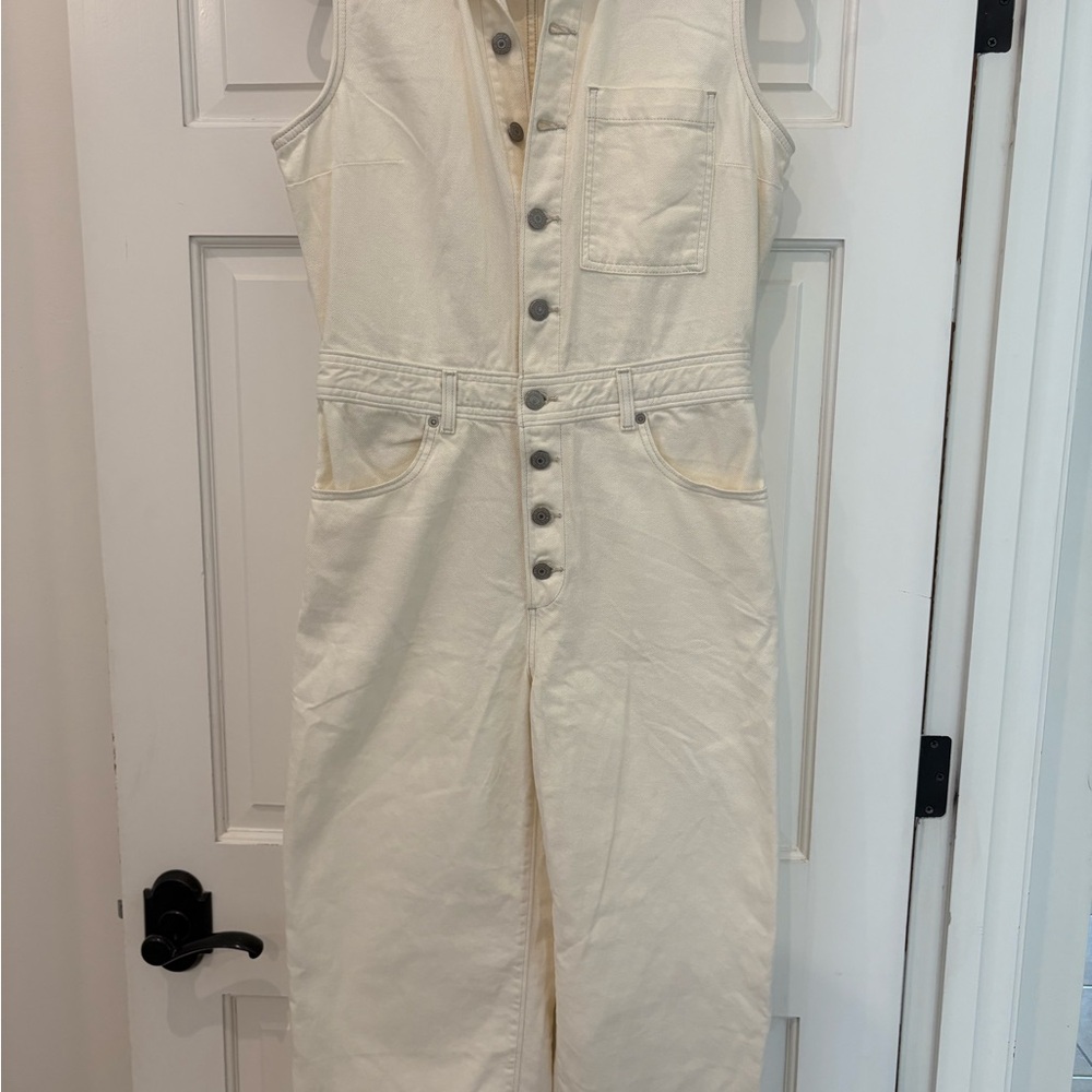 Levi’s sleeveless button front denim romper